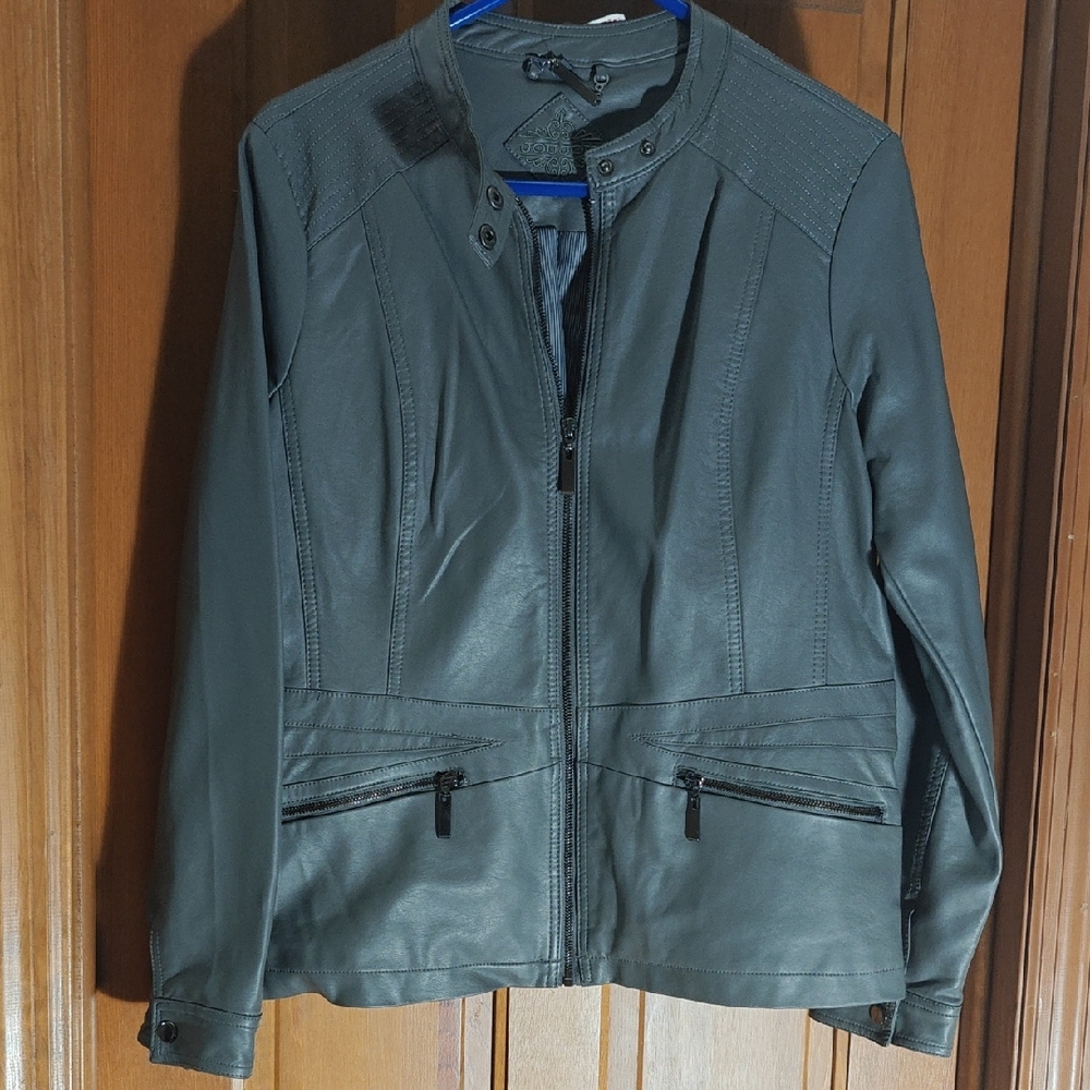 Jou Jou Women's Dark Gray Leather Jacket